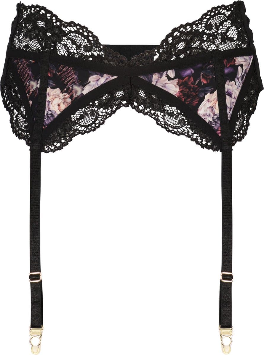 Untouched jarretels dames - ondergoed dames - duurzaam - perfecte pasvorm - Dark Flowers Jarretel M