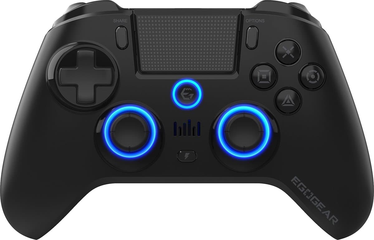 EgoGear - Draadloze Gaming Controller met Peddels Bluetooth SC15 Zwart voor PS4/PS3/PC, Aanpasbare RGB, Vibratiemotoren, 3,5 mm jackpoort, 800 mAh