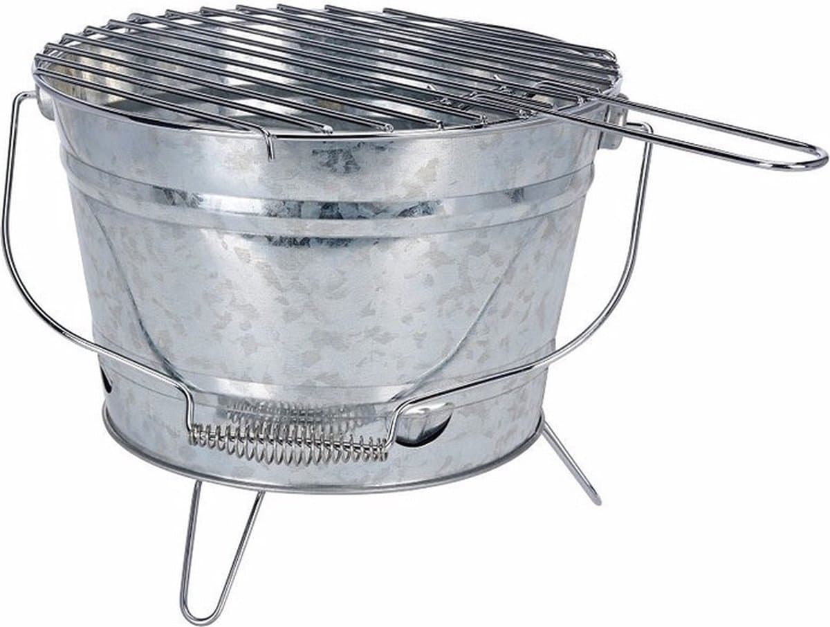 BBQFANS Houtskool BBQ Emmer Tafel Model - 33 cm, Zilver