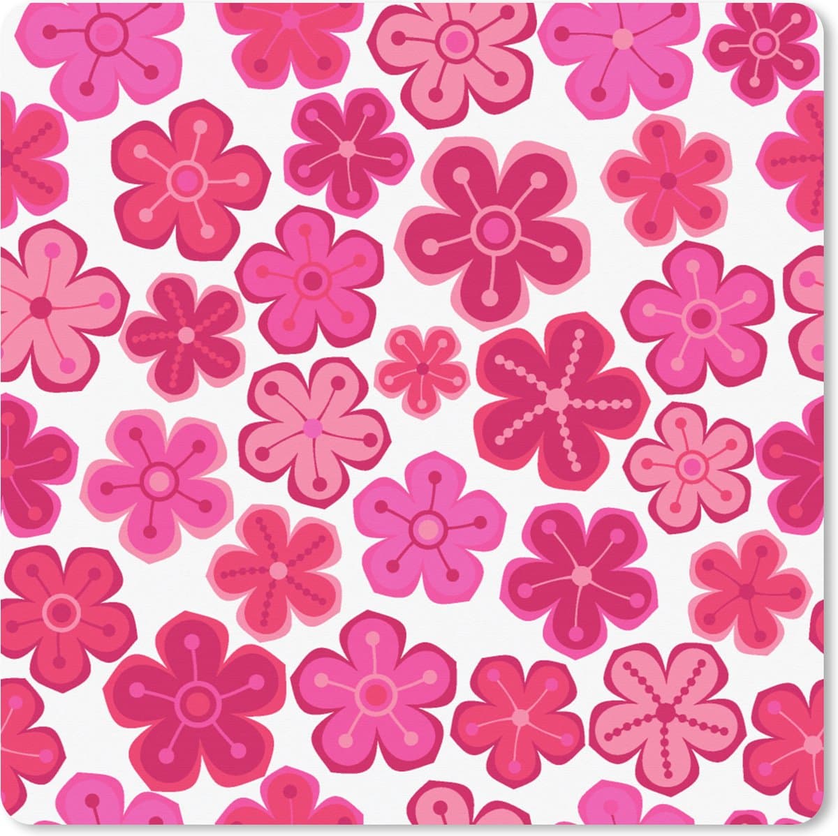 Muismat XXL 80x80 cm - Bureau onderlegger - Bureau mat Bloemen - Roze - Patronen - Bureaumat - Gaming mousepad xl - Bureaulegger groot - Computer deskmat