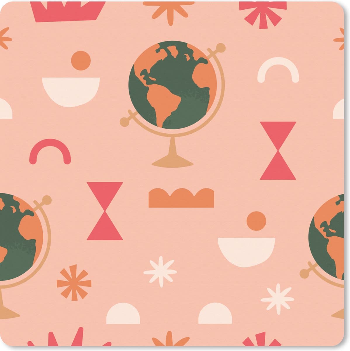 Muismat XXL 60x60 cm - Bureau onderlegger - Bureau mat Globe - Roze - Figuren - Abstract - Bureaumat - Gaming mousepad xl - Bureaulegger groot - Computer deskmat