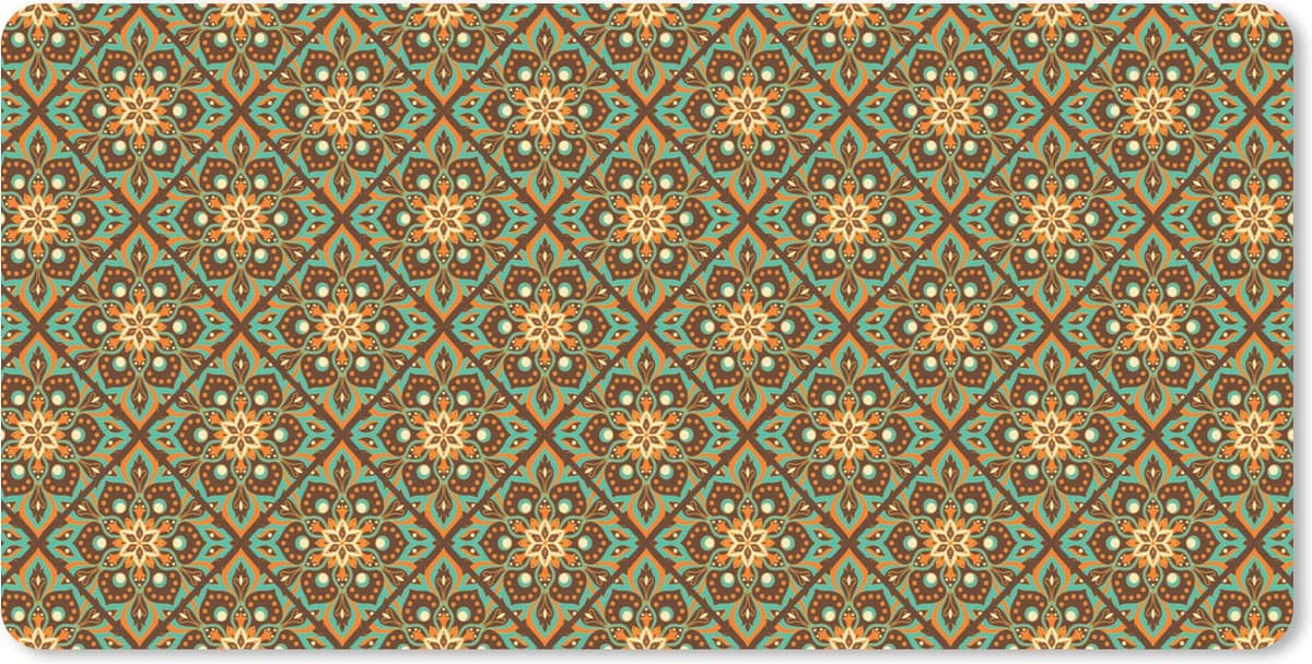 Muismat XXL 80x40 cm - Bureau onderlegger - Bureau mat Bloemen - Vintage - Patronen - Bohemian - Mandala - Bureaumat - Gaming mousepad xl - Bureaulegger groot - Computer deskmat