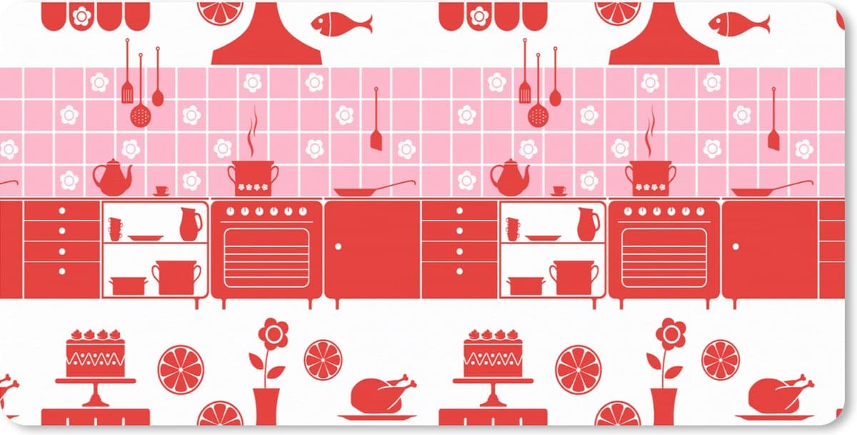 Muismat XXL 90x45 cm - Bureau onderlegger - Bureau mat Patronen - Pannen - Design - Huis - Roze - Bureaumat - Gaming mousepad xl - Bureaulegger groot - Computer deskmat