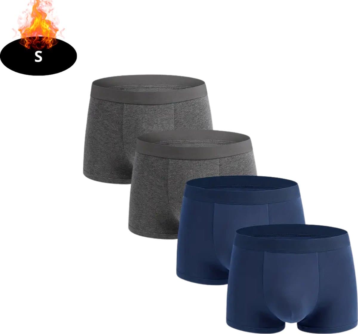 Nivard Onderbroeken Heren - Boxershort - Ondergoed - Boxer - Underwear - Mannen - 4 Pack - Donkergrijs + Marineblauw - S