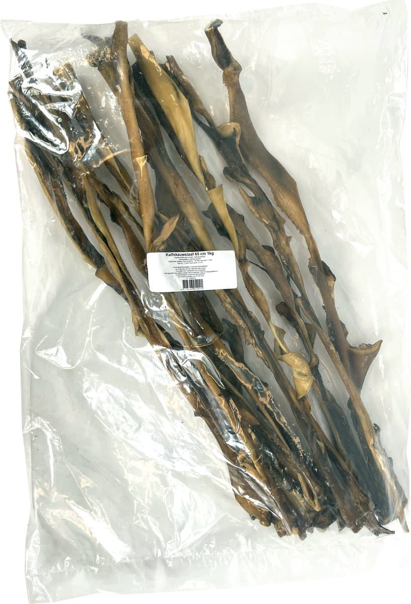 Petsnack Kauwstaaf 65cm 1kg - Gezonde Hondensnack Zonder Toevoegingen - Runderkophuid, Lange Kauwstaaf