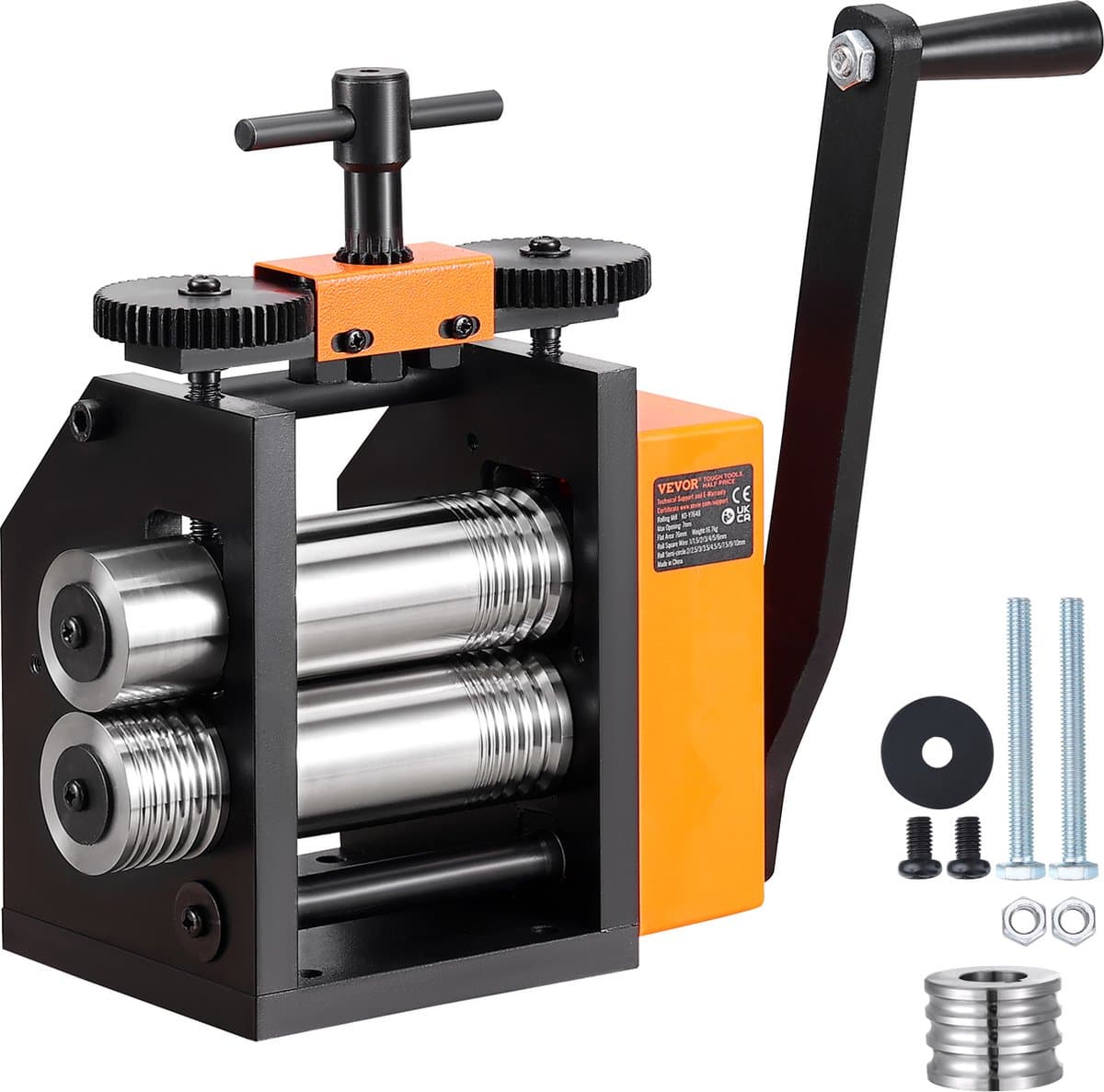 VEVOR 3 In 1 Handwalserij 75 mm Combinatiewalserij, Handwalserij Sieradenwalserij Instelbare Dikte Van 0,03 Tot 6,5 mm, Handwalserijmachine voor Platina/K-Goud/Messing