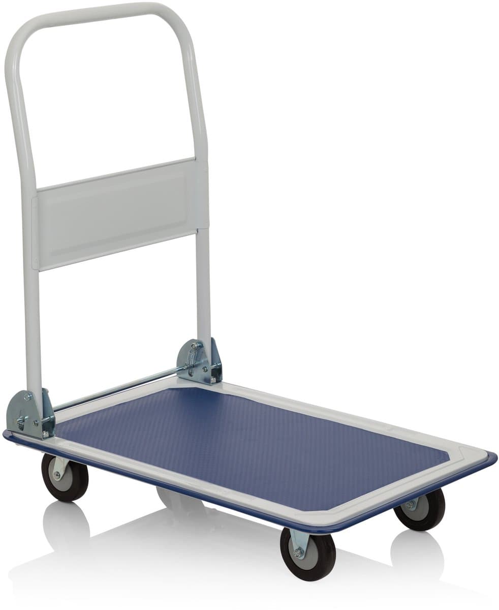 Platformwagen / Transportwagen CARRY blauw / wit anti-slip / 150kg laadvermogen hjh OFFICE