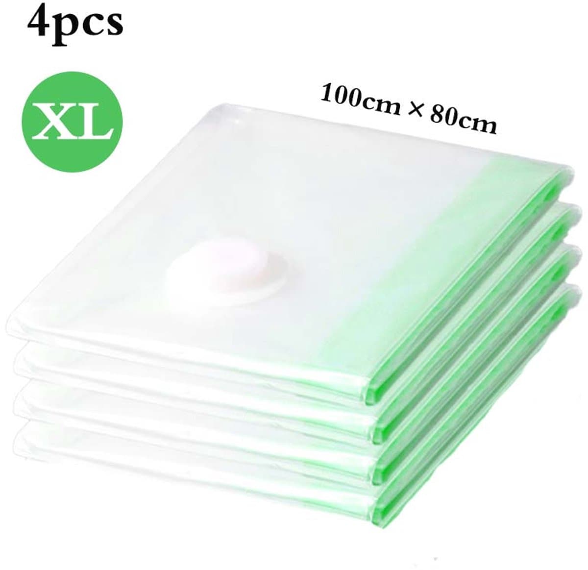 4 Stuks Opberg Vacuümzakken 100×80 cm - Kledingvacuümzakken Voor Reizen - Donsjas Vacuümzakken - Kleding Vacuüm Opbergzakken (Maat XL)