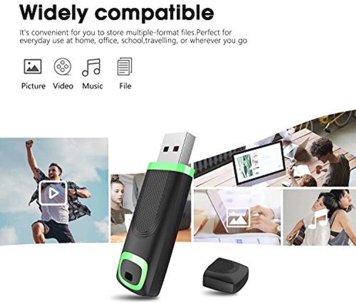 Vansuny 5 stuks 64 GB USB stick USB 3.0 flashdrive tot 80 MB/s leesgeheugenstick cap ontwerp pendrive (64 GB, blauw cyaan groen oranje rood)
