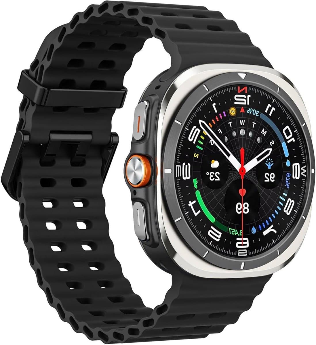 Siliconen sporthorlogeband 47mm - ademend en waterdicht - marine blauw - universele maat - geschikt voor Samsung Galaxy Watch 7 Ultra.