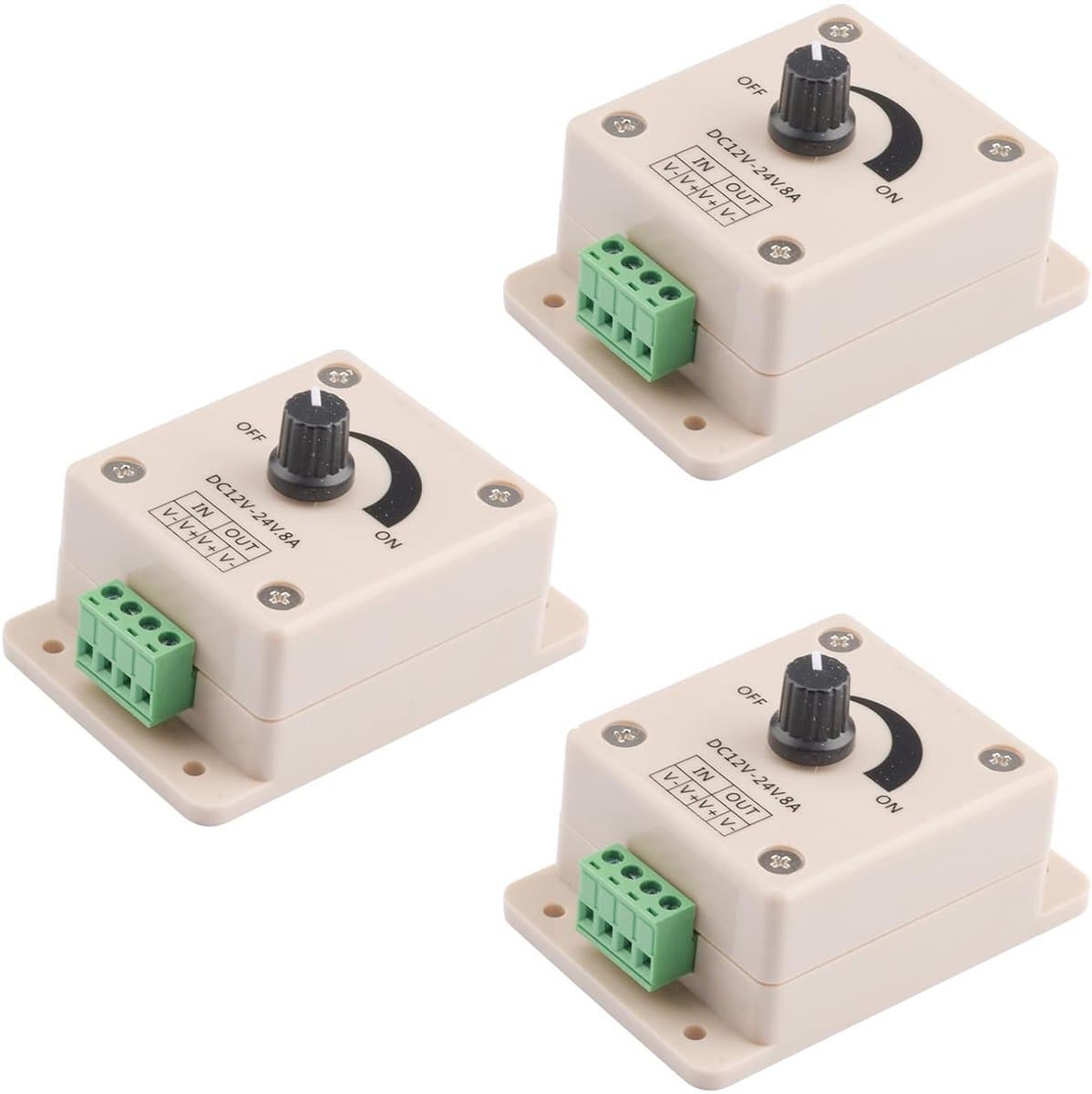 3 Stuks PWM LED Dimmer Controller 12V-24V DC voor LED Strips en Lampen