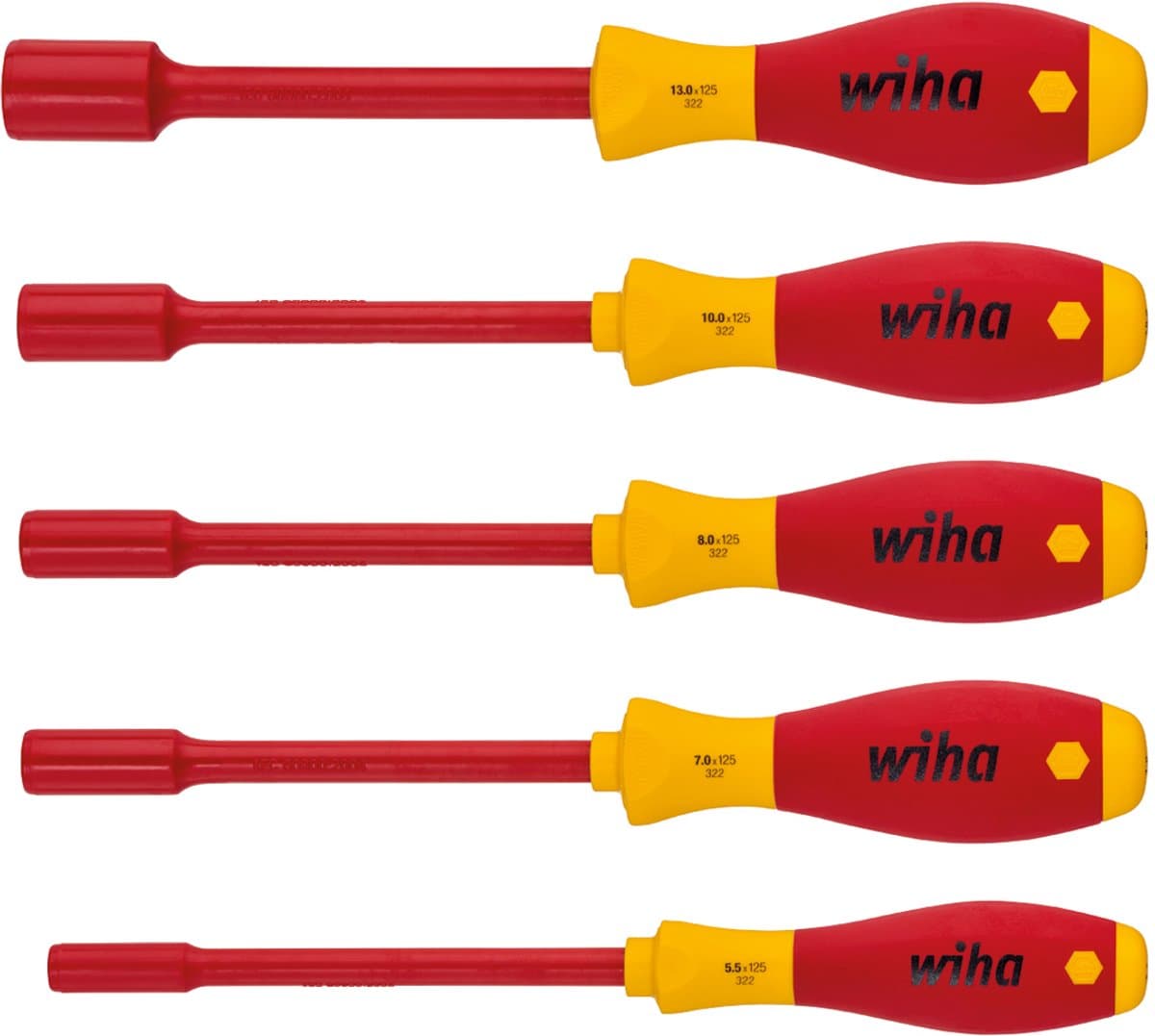 Wiha 322 K5 SoftFinish electric zeskantdopsleutelset - 5 delig