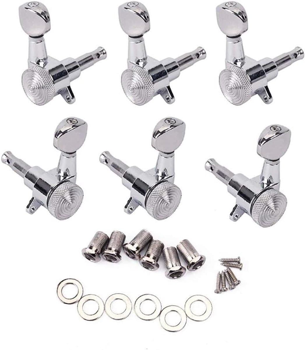 TTGoods - Gitaar snaar vergrendeling tuners set voor elektrische of akoestische gitaar - 6 stuks - 3 links en 3 rechts - chroom