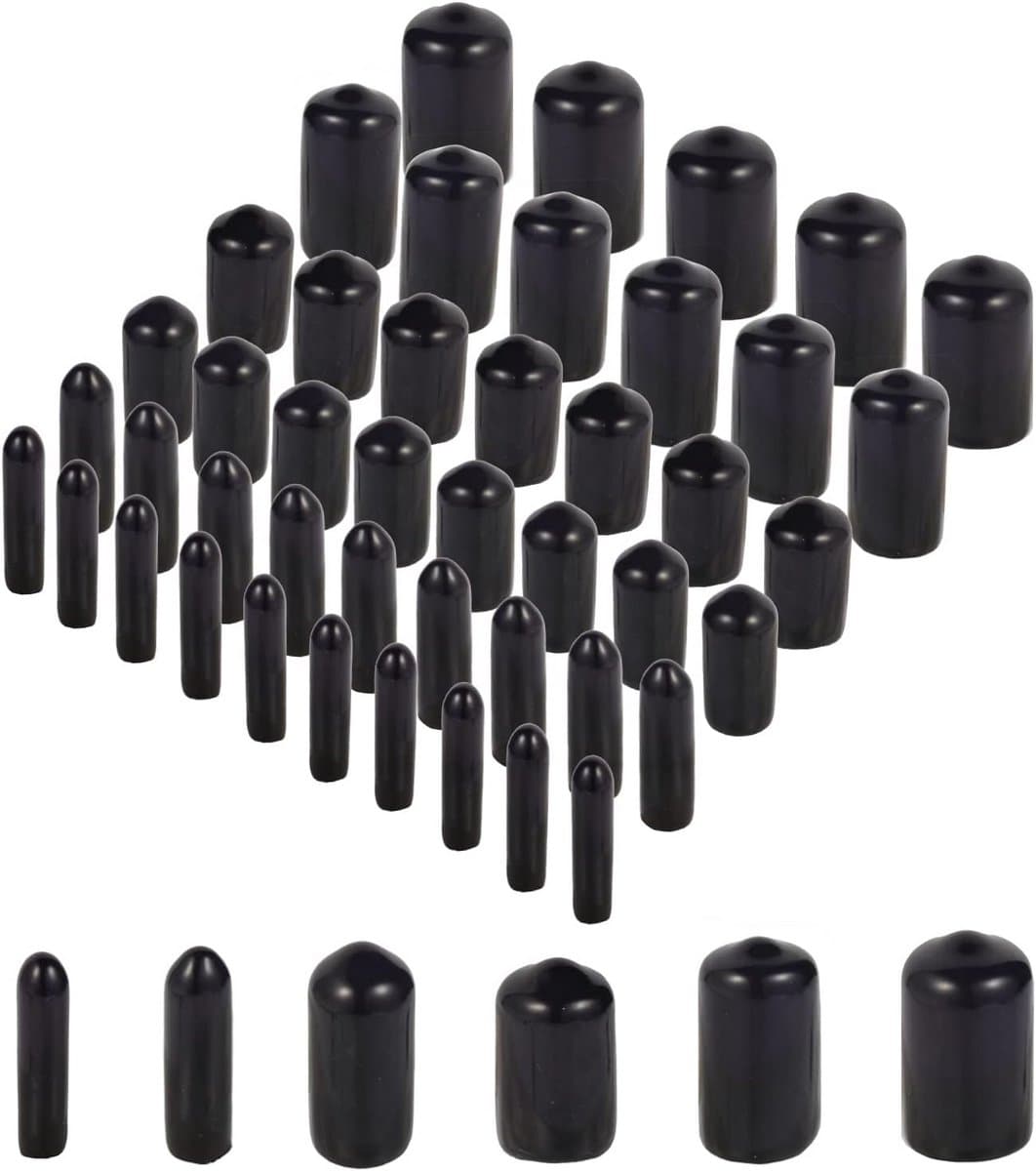Rubberen eindkappen set van 60 stuks - Flexibele schroefdraad beschermkappen in 6 maten