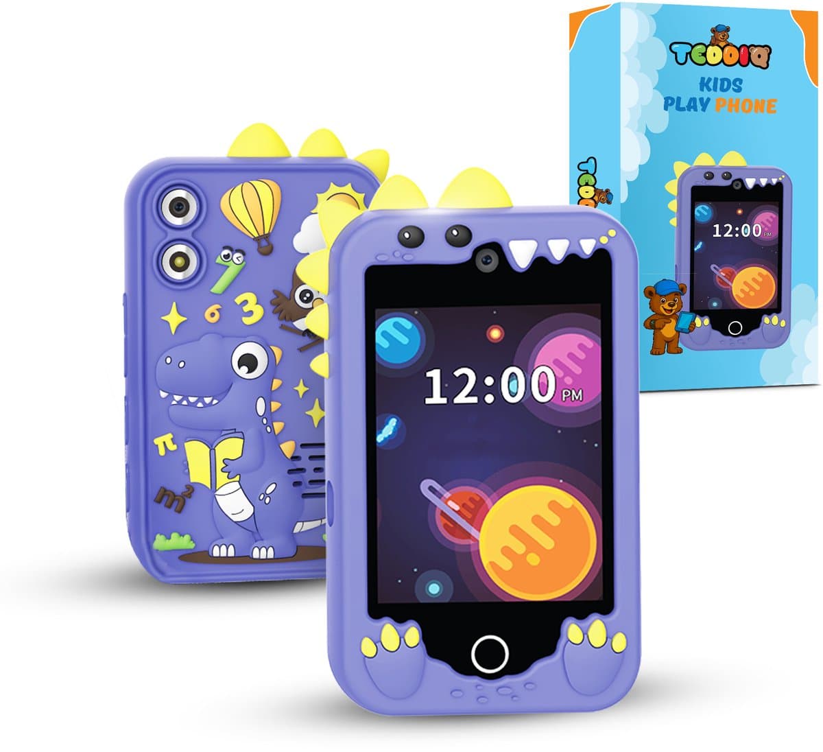 TeddiQ Playphone - Kinder Smartphone - Kindertelefoon - Speelgoed Telefoon - Smartphone Kind - 21 Puzzle Games - Camera - Paars