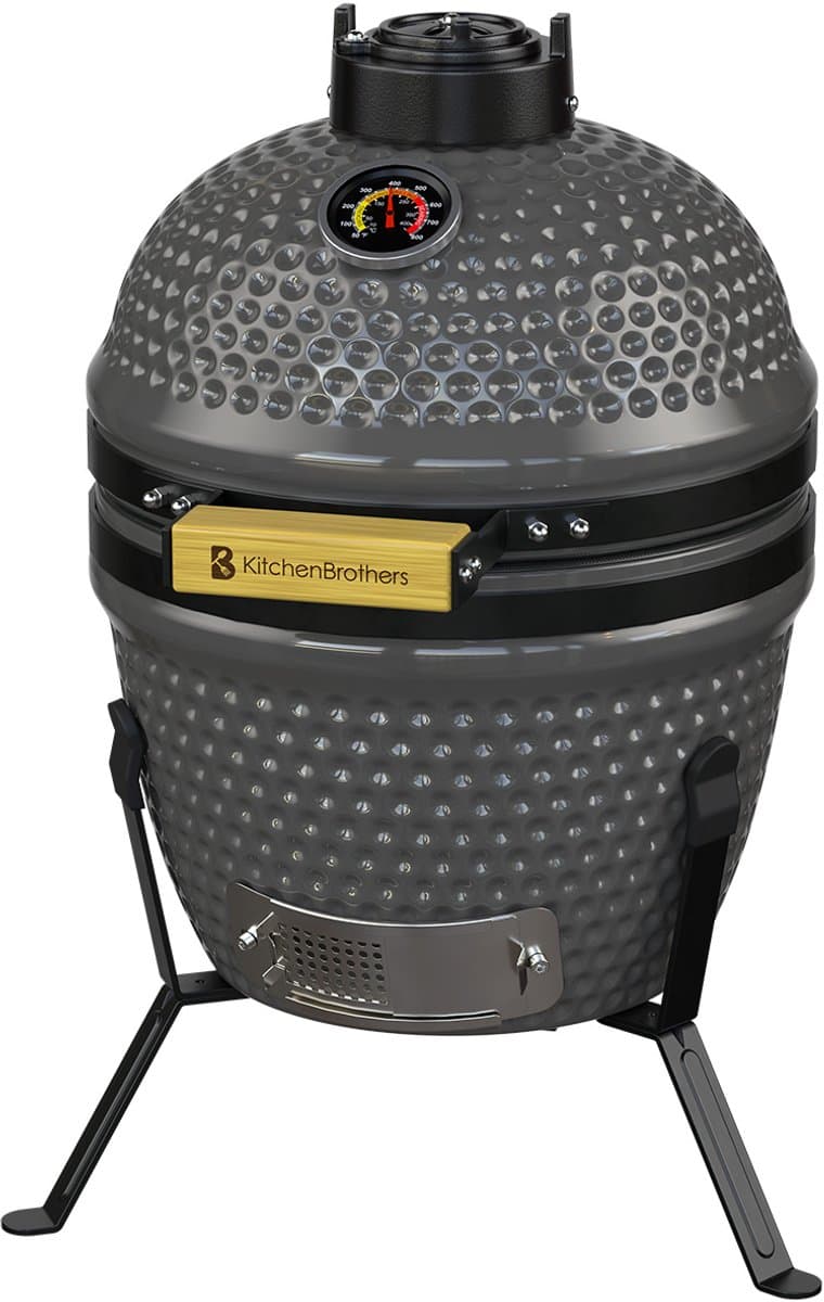 KitchenBrothers Kamado BBQ - PFAS Vrij - 13 Inch Houtskool Barbecue - 27⌀ cm - Egg BBQ - Grijs