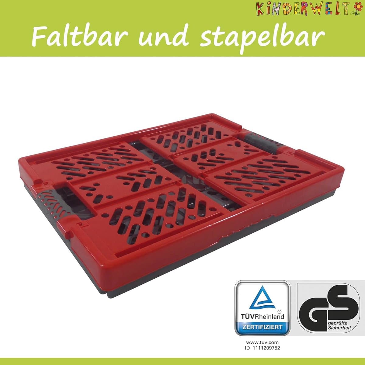 Opvouwbare Box voor Opslag en Transport - 45 Liter, Tot 50 kg Draagkracht, Antraciet/Rood