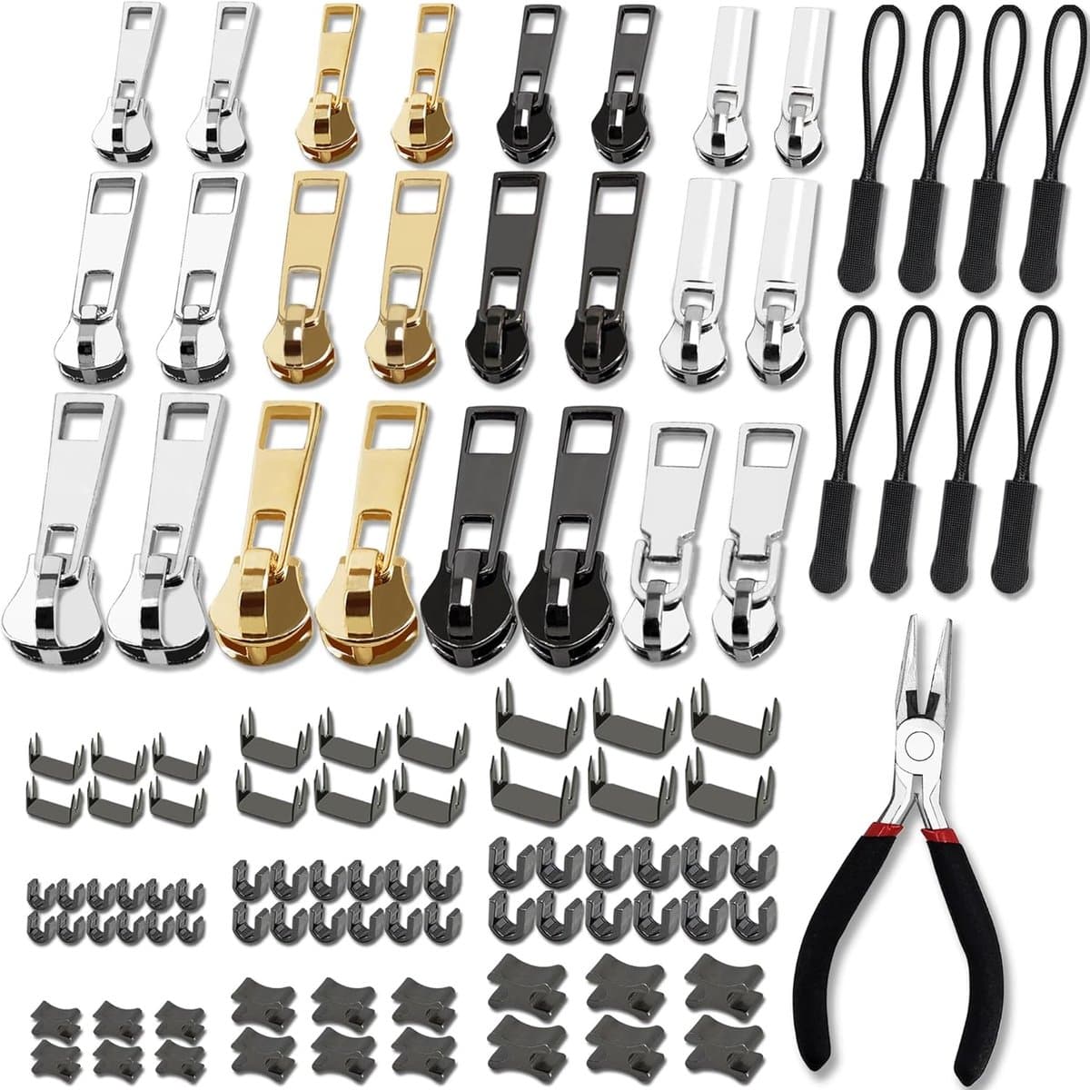 Reparatieset met ritssluiting - 105 stuks - reparatieset met ritssluiting - Vervanging Rits Set - Ritssluiting Repareren - Makkelijk Gebruik - Ritstrekker - Ritsverlengers - Universele Ritsvervangers voor Kleding en Tassen (3 maten: #3/5/8)