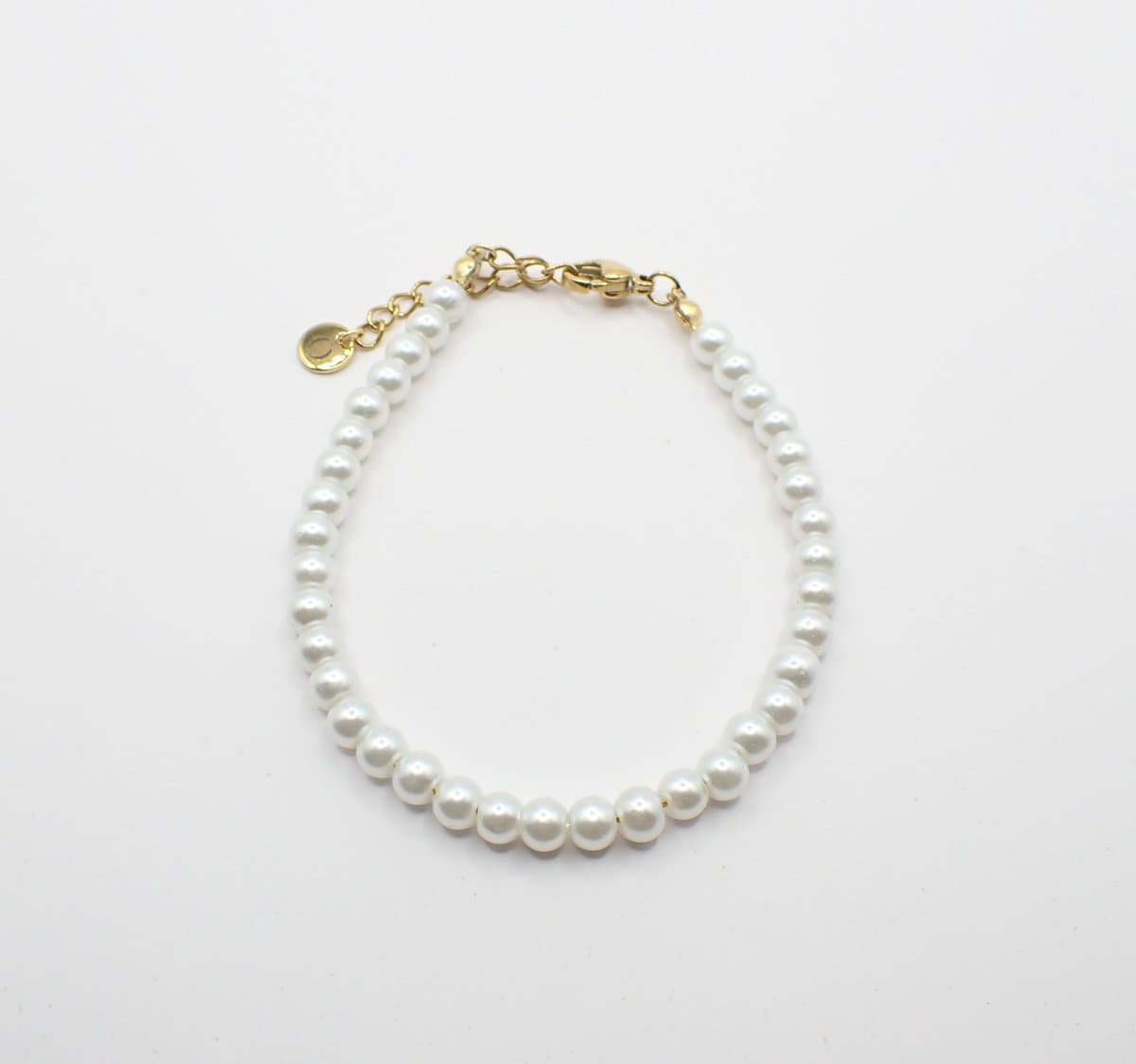 Colure® armband glasparels 4mm white goud