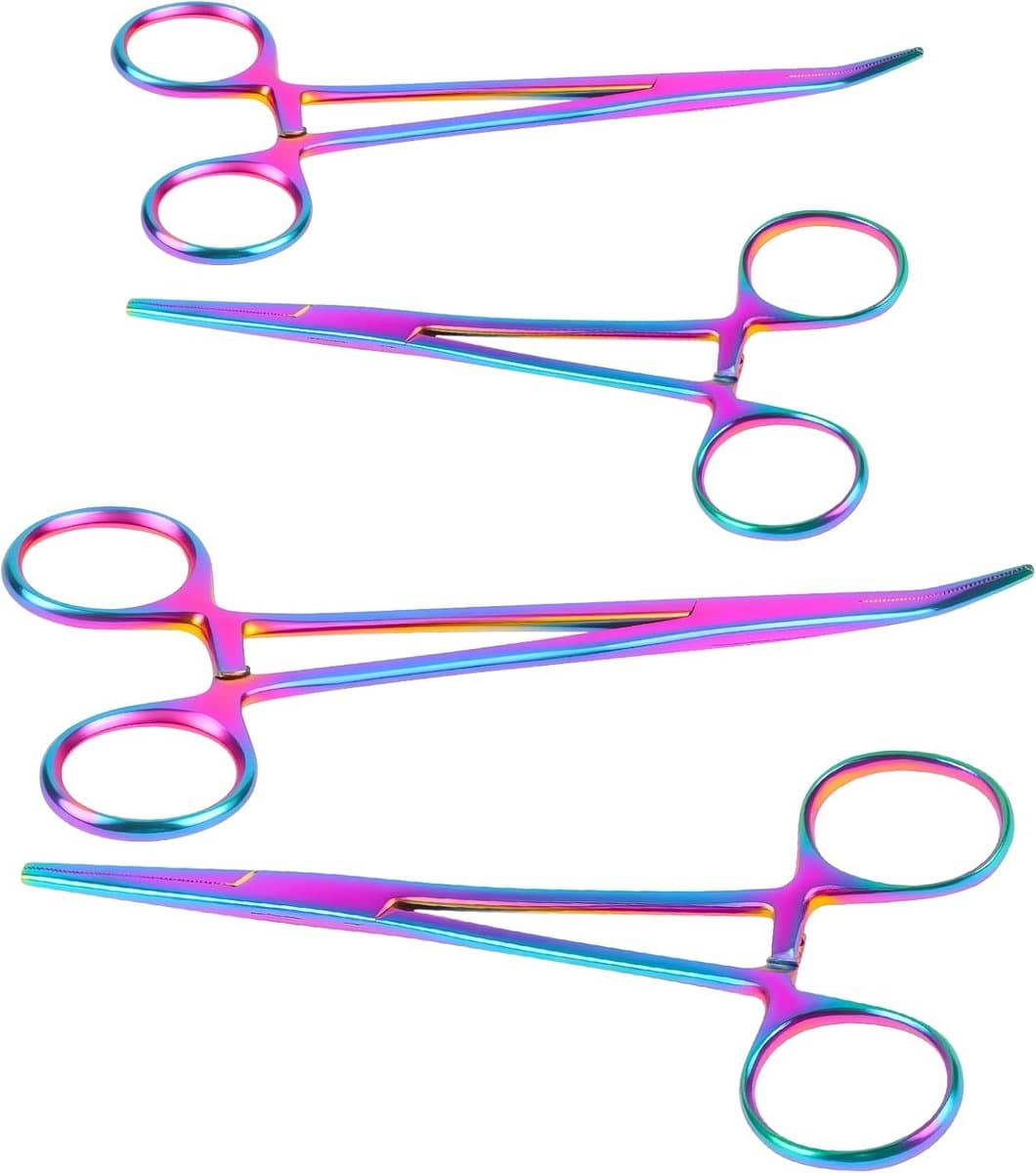4-Delige Piercingtangenset - Veelzijdige en Vergrendelbare Tang voor Doe-Het-Zelf en Dierenverzorging