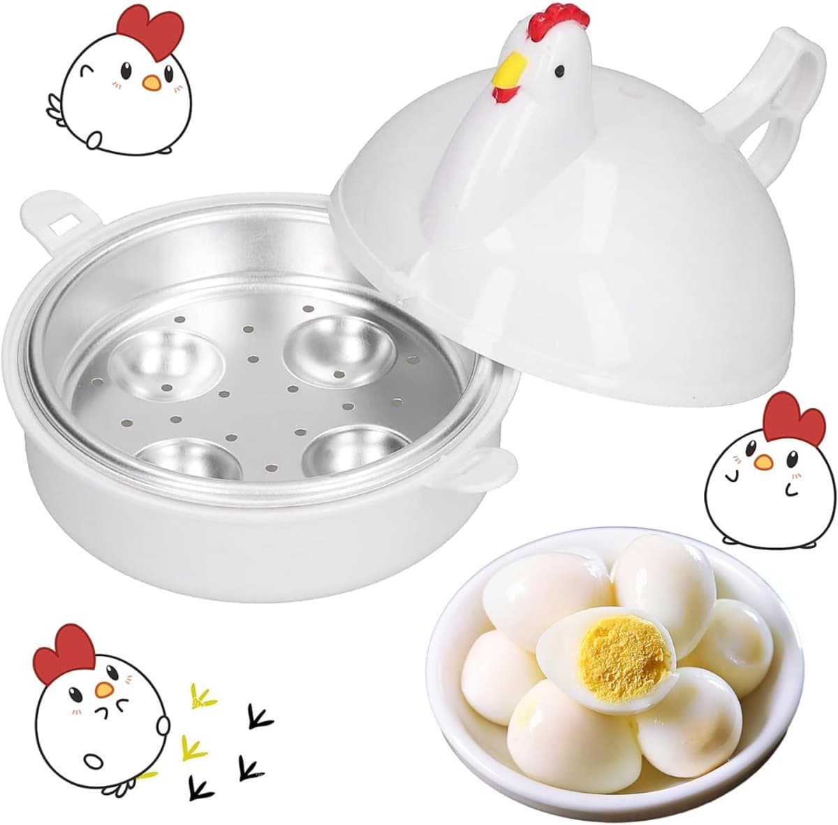 Quvo® Eierkoker magnetron - Eierkoker - Eierkoker electrisch - Wit - 16cm x 14cm x 16cm; 500 g