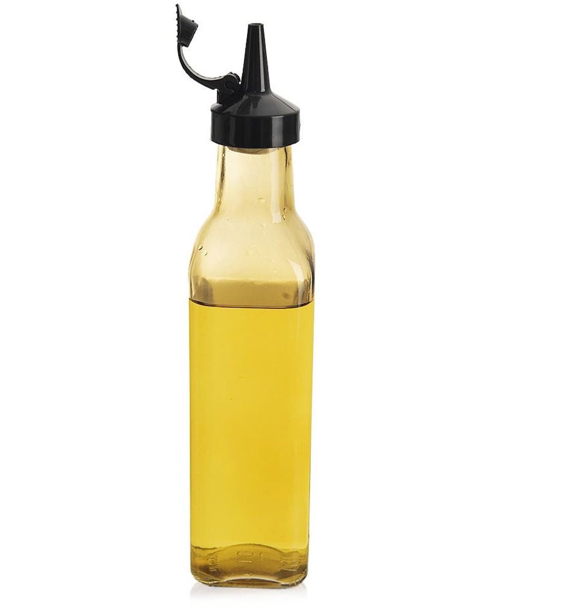 Orion - Olie- en Azijnfles - 265 ml - Geel Glas - Zwart Dozering