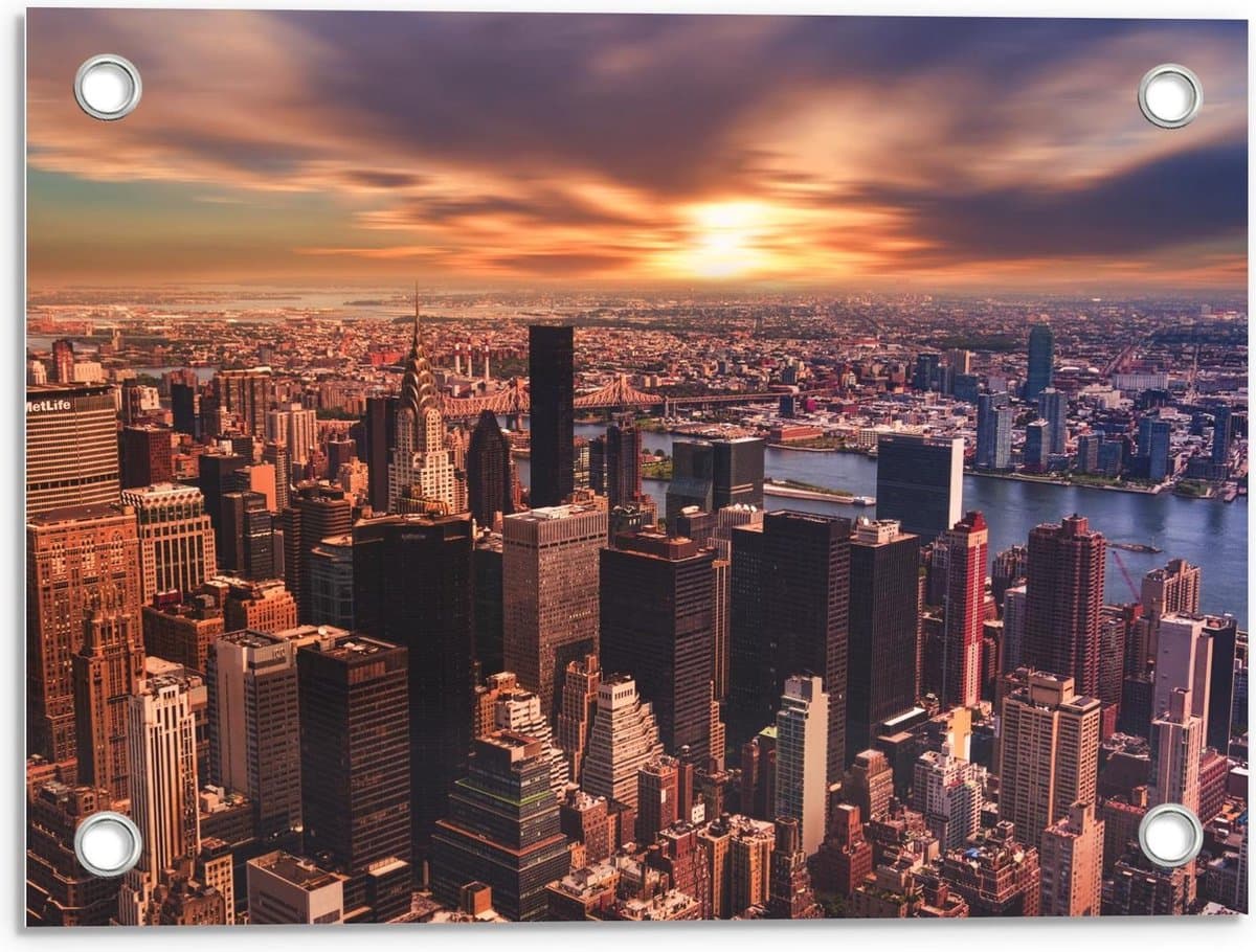 Tuinposter – Grote Stad van Boven Gefotografeerd  - 40x30cm Foto op Tuinposter  (wanddecoratie voor buiten en binnen)