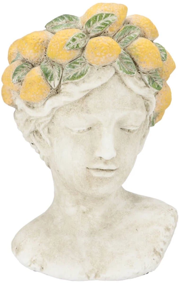 Daan Kromhout - Bloempot - Plantenpot - Vrouwenhoofd - Beton - Citroen - 20x19x28cm - Voor binnen & buiten