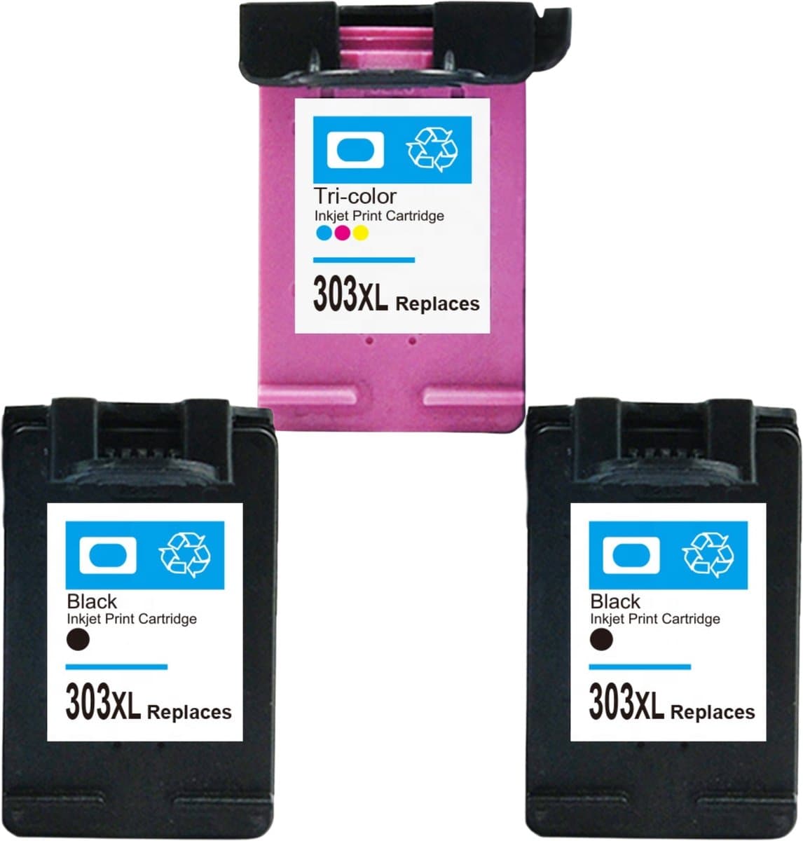 Huismerk 303XL Inktcartridges Multipack - Geschikt voor HP 303 XL - 3-Pack (2x Zwart + 1x Kleur) - Extra Hoge Capaciteit - Voor HP Envy Photo & Tango