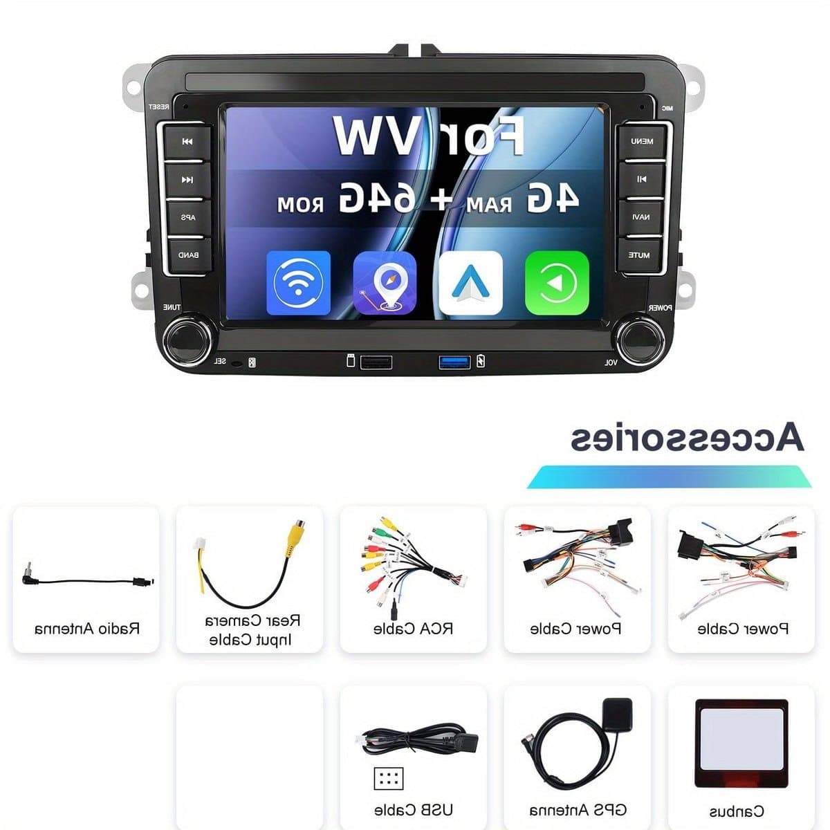Android 15 Autoradio – Car Radio – Double Din Stereo – Multimedia Systeem – GPS Navigatie – 7 Inch Capacitive Touchscreen – 8-Core Processor – WiFi & Bluetooth 5.0