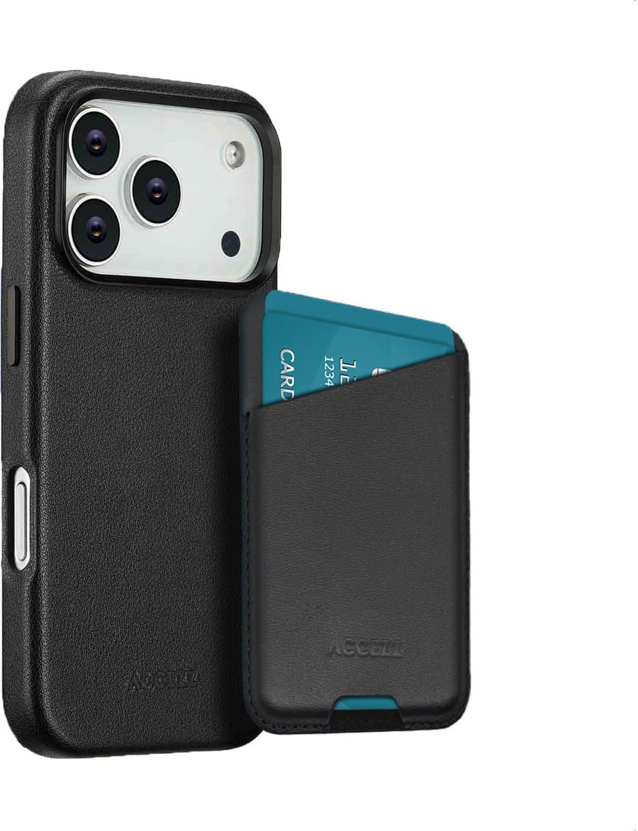 Accezz Echt Leren Hoesje Inclusief Pasjeshouder geschikt voor MagSafe - Geschikt voor Apple iPhone 17 Pro - Black