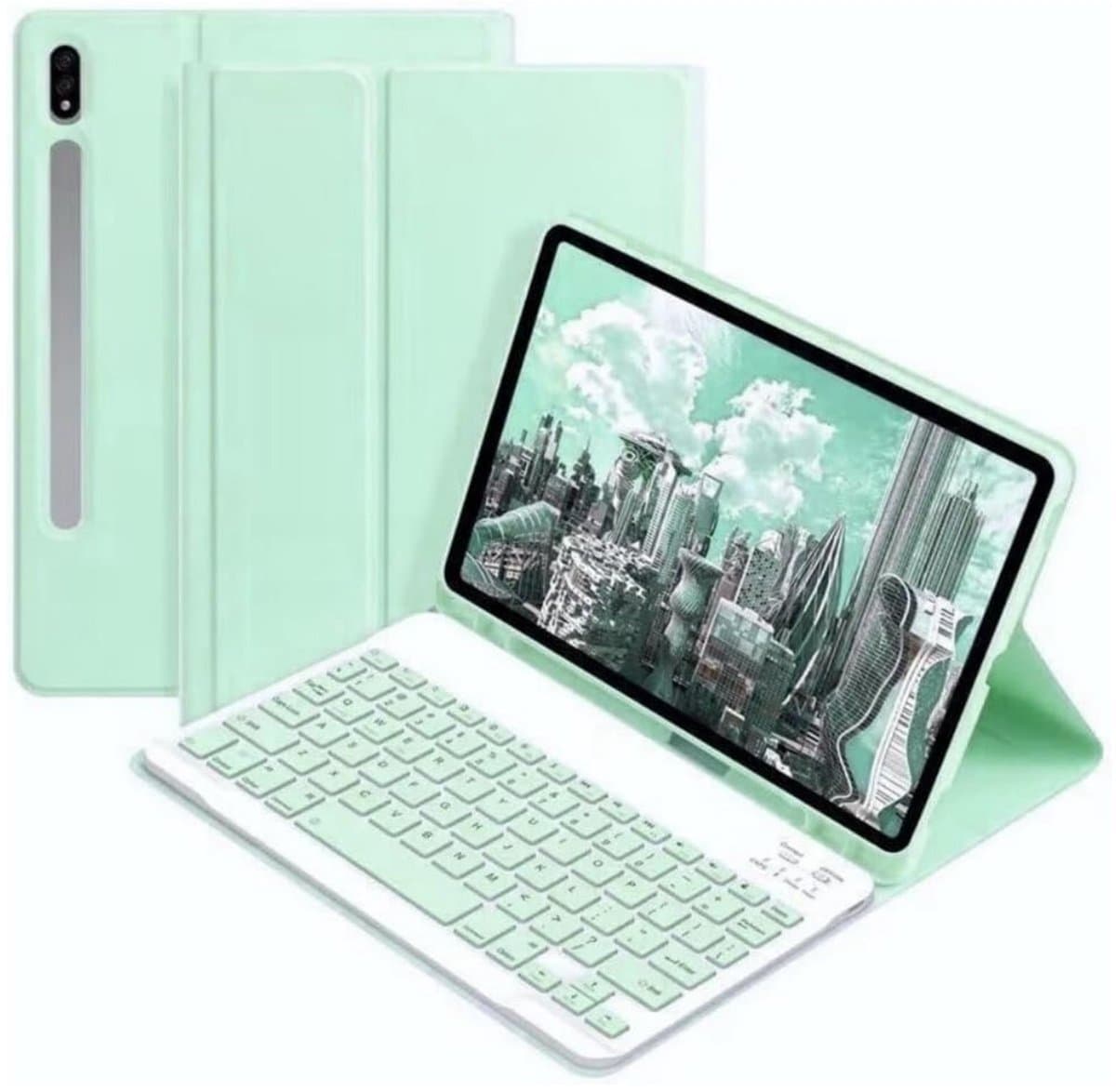 EtuiTab Series - Tablethoes met Draadloos Toetsenbord - Geschikt voor Samsung Galaxy Tab S9 FE - Groen