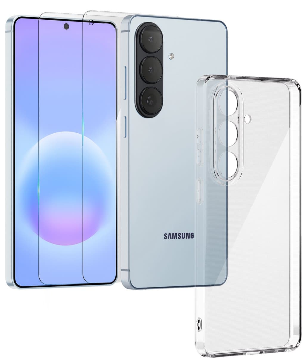 Hoesje geschikt voor Samsung Galaxy A57 Transparant - 2x screenprotector - beschermglas screen protector - Anti Shock hoesje case
