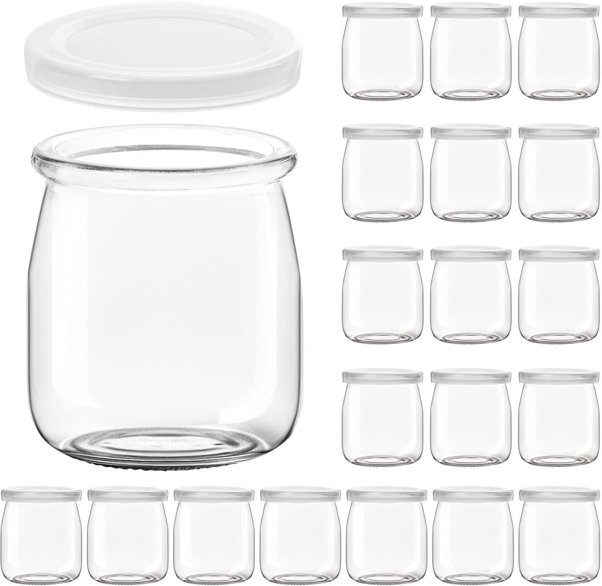 Allecto - Shore 200ml Glazen Yogurtpotten met Deksel - Set van 20, Veilig voor Magnetron, Vriezer en Vaatwasser, BPA-vrij, Multifunctioneel gebruik