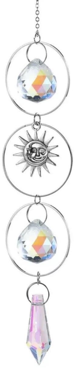 Raamkristal - zilveren raamkristal - zonnehanger - dromenvanger - dreamcatcher - crystal Moon Suncatcher - Transparant - Kristal Zonvanger - Goudkleur - Raam Decoratie - Maan zonnevanger - Kristallen - Zonnevanger - Raamdecoratie