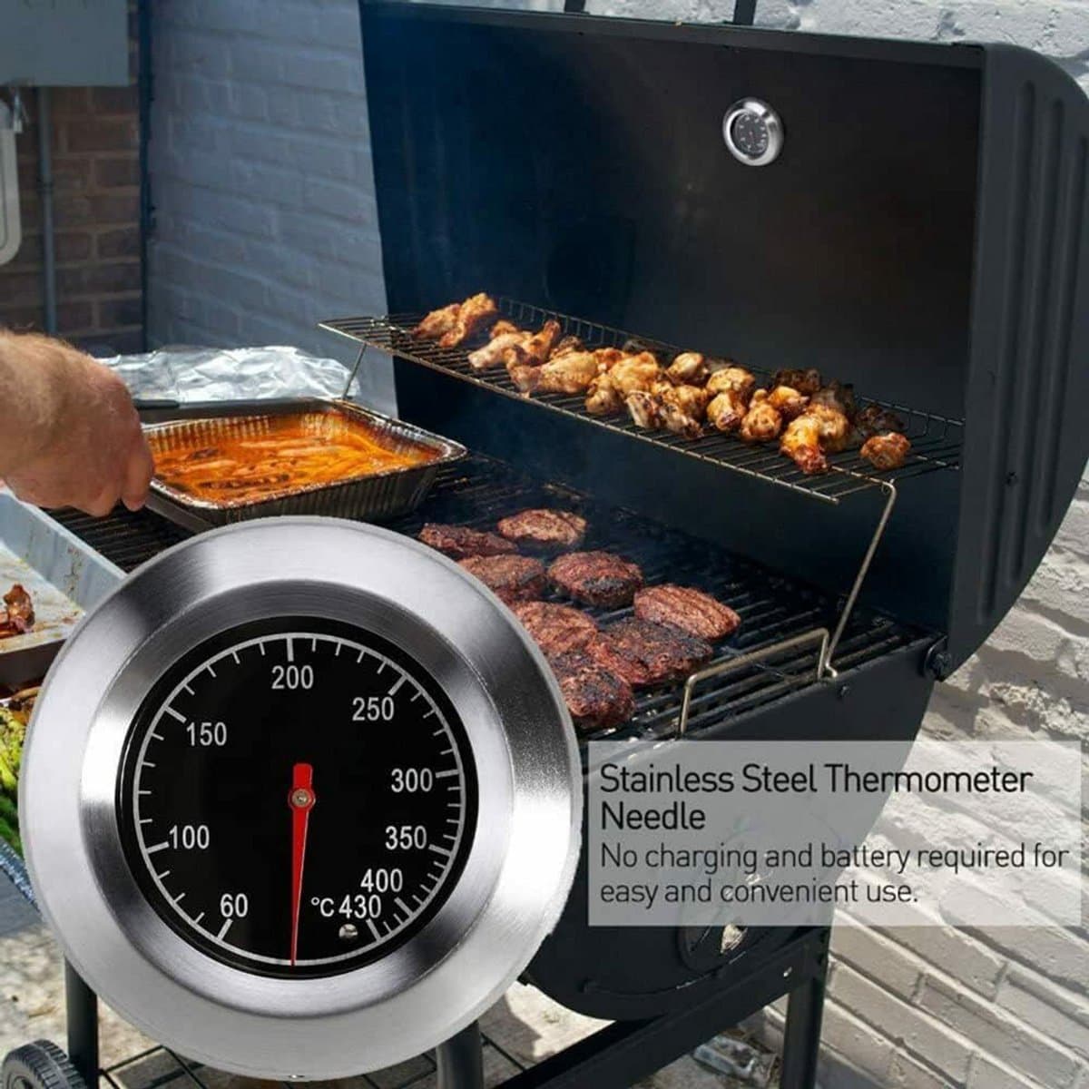 Temperatuurmeter voor Oven, Grill en Roker - Roestvrij Staal