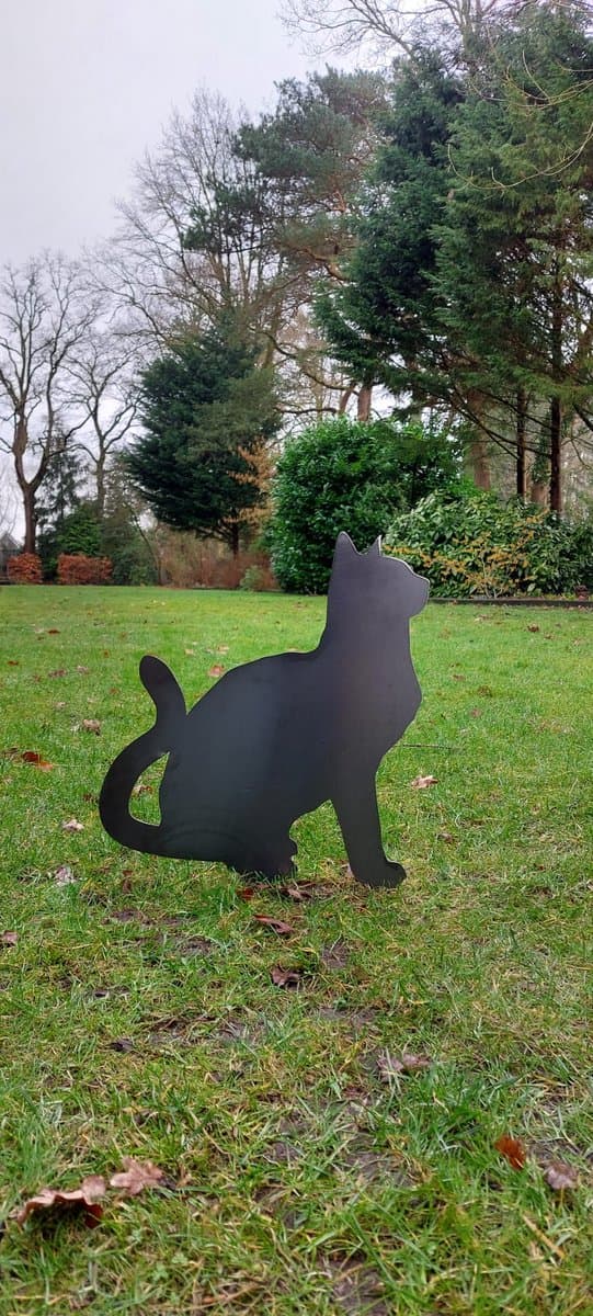 Metalen Kat-silhouet - Tuindecoratie - Metaalversiering - Cortenstaal