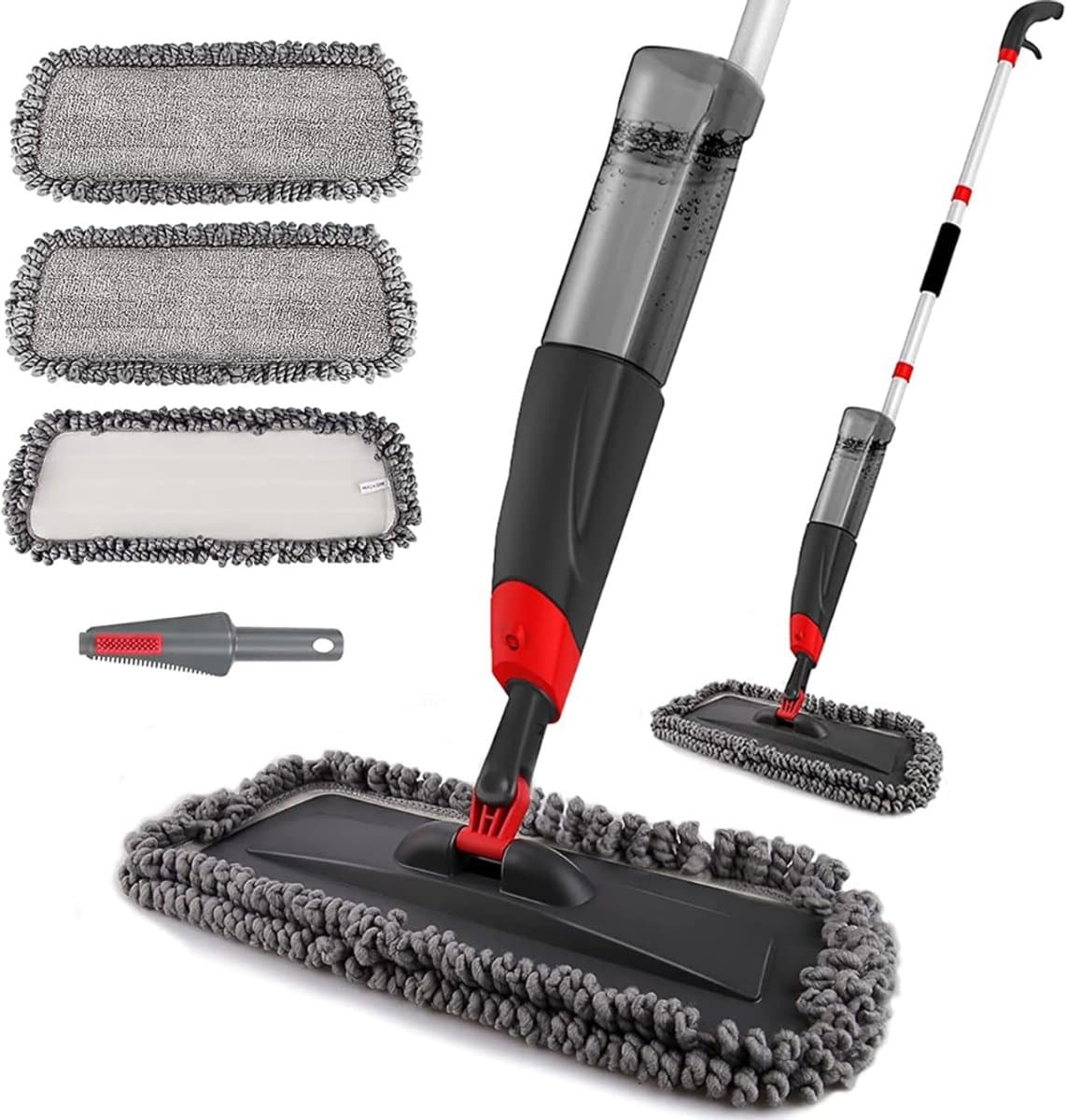 Florixa® Dweil Met Spray - Dweil - Mop - Zwart - ‎43cm x 17cm x 135cm