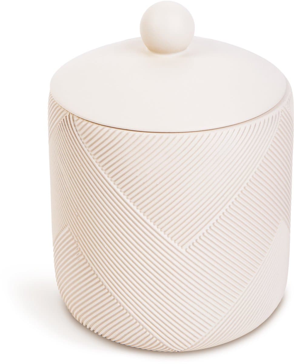 Badkamer Opbergpot met Deksel – Beige – Ø10,5 x 13,7 cm – Resin Badkamer Organizer [BW3022E]