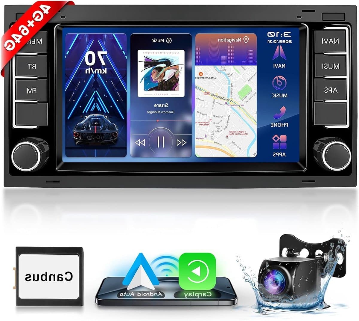 Autoradio Volkswagen Touareg – Android Autoradio – 2-DIN Radio – 7 Inch Touchscreen – Bluetooth Autoradio – CarPlay Android Auto – 4GB RAM 64GB Opslag – Achteruitrijcamera Inclusief