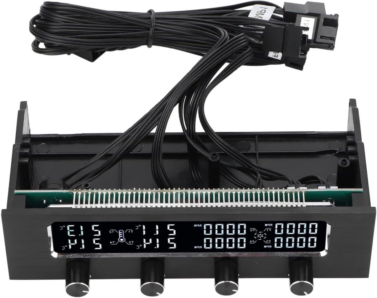 Ventilatorcontroller met LCD-scherm, instelbare snelheid en temperatuurregelaar met schroeven - voor betere CPU-koeling.
