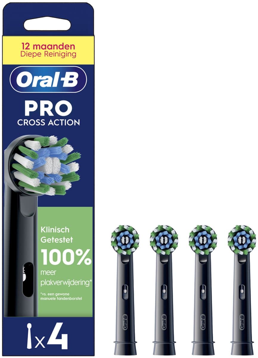 Oral-B Pro Cross Action Black Toothbrush Heads, 4 Counts