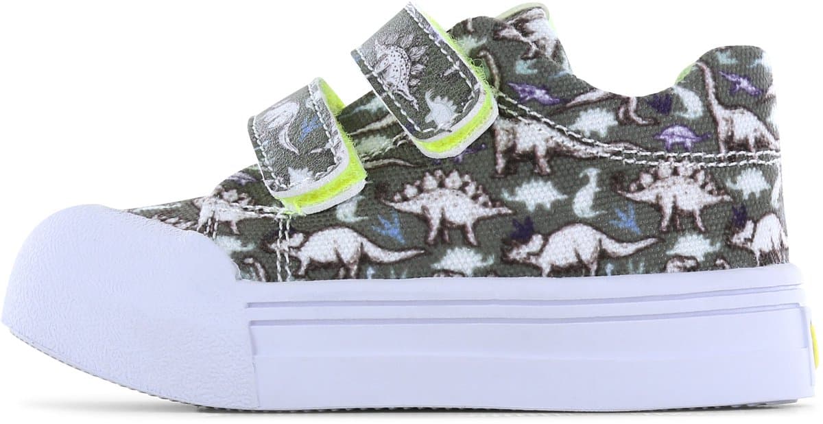Go Banana's Go Banana‘S Sneaker Klittenband - Green Dino - Sneakers Kinderen - Jongens - Dark Green - Canvas - Maat 21