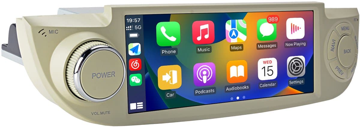 Junsun Android 15 Autoradio Geschikt Voor fiat 500 (2007-2015) Accessoires, 2GB+64GB, Draadloze CarPlay & Andriod Auto, DAB+, GPS-Navigatie, Bluetooth, WIFI, FM, RDS, SWC, 6.86-inch Touchscreen, DSP, Quad-core processor