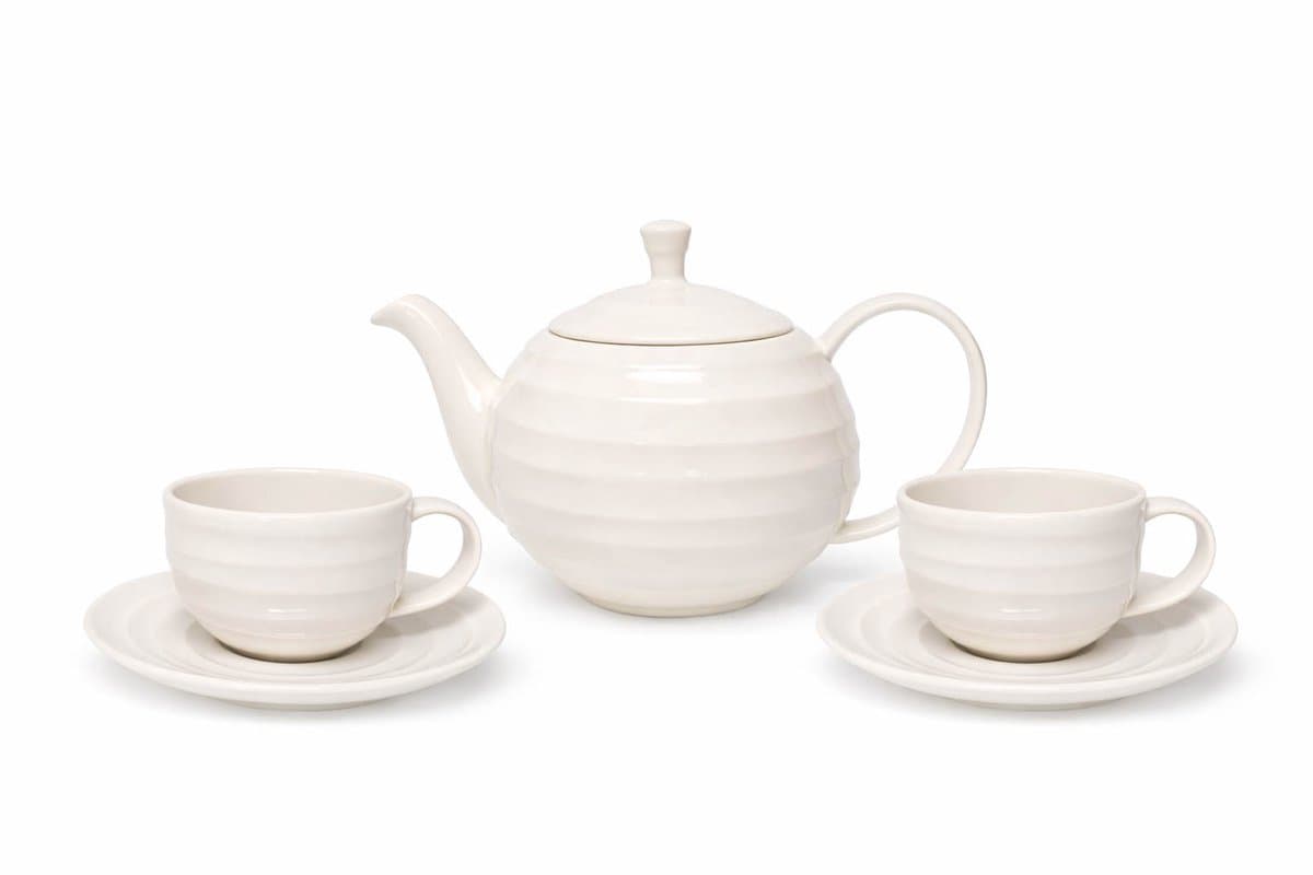 Theeset “Noble” – wit – theepot 1000 ml met 2 kop & schotel – keramische theeservies set – elegant & stijlvol thee cadeau