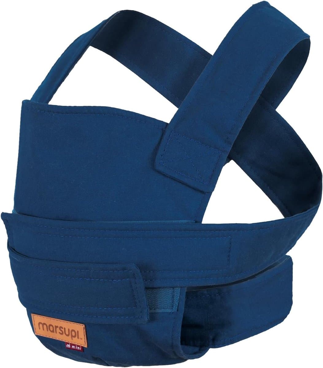 Biologisch katoenen mini poppendrager - babydrager voor poppen - blauw/oceaan