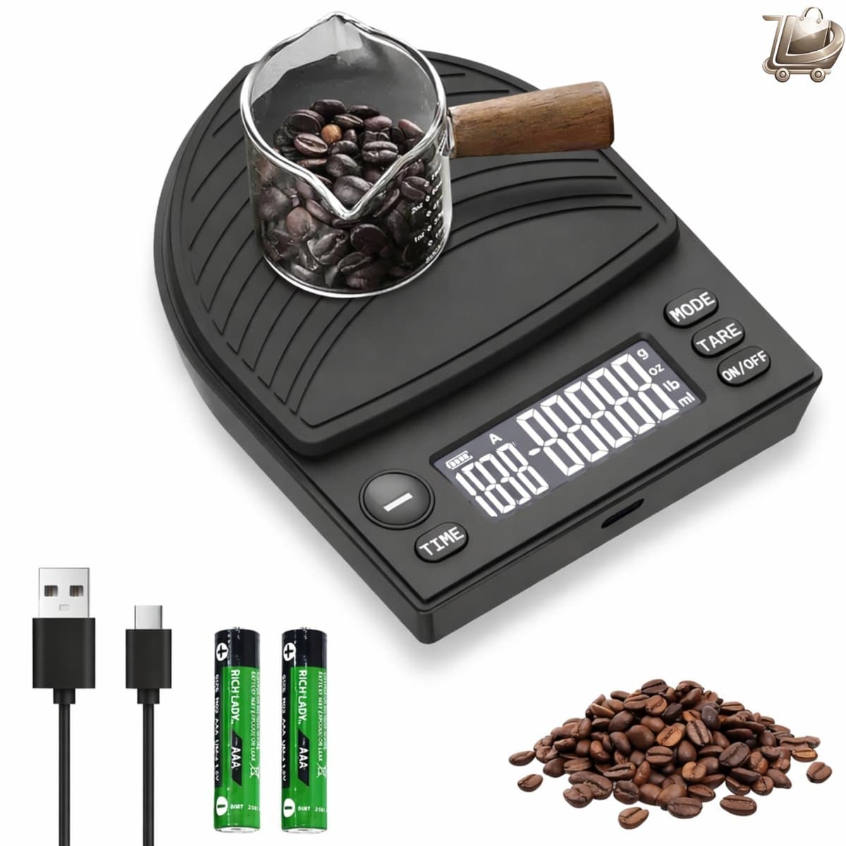 Precisie Koffieschaal met Timer - 0,1 g Nauwkeurig - 2 kg Capaciteit - Oplaadbare Digitale Schaal - Voor Filterkoffie, Pour-over en Espresso - LCD Display - Barista Keukenaccessoire