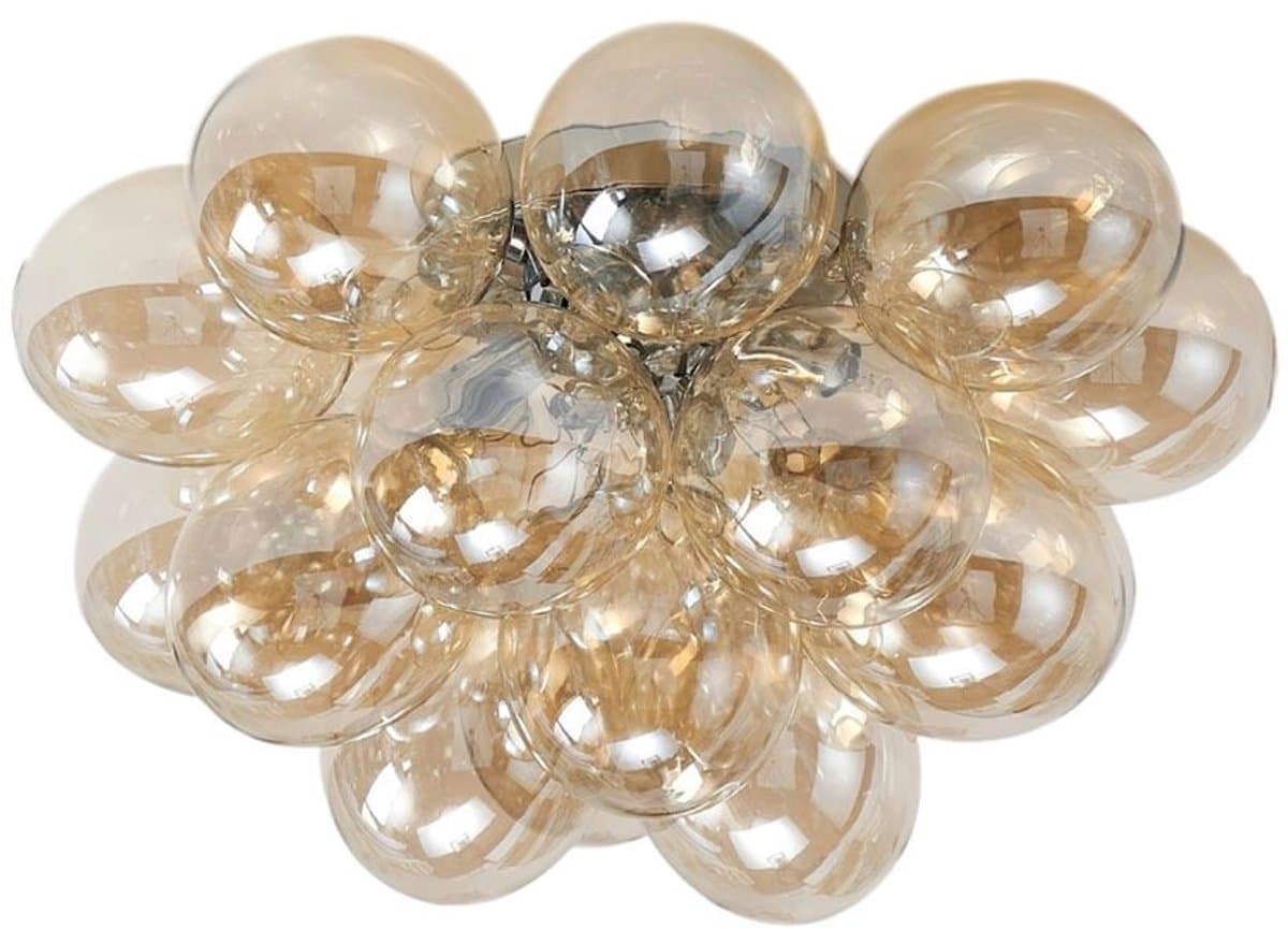 Kosilum - Bartali - Plafondlamp - Amberkleurig en chroom - Metaal en glas