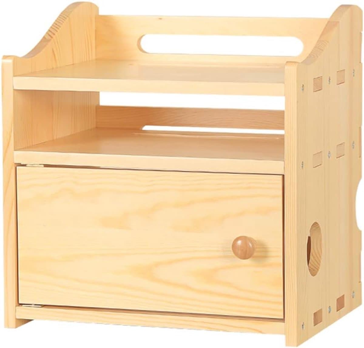 Houten Opbergdoos - Router Rek - Netjes Organiseren - Massief Hout - 30x23x30cm - Houtkleur
