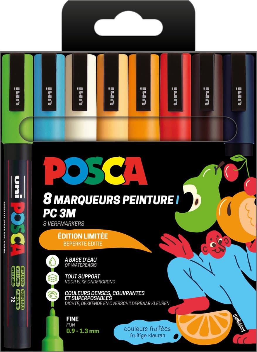 Uni Posca Markers PC3M Set 8 Stuk Fruitige Kleuren